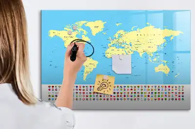 Schreib-Magnettafel in Form einer klassischen Weltkarte