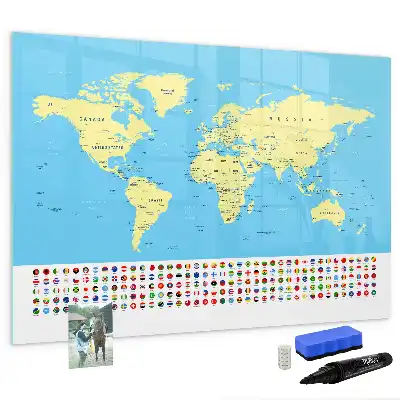 Schreib-Magnettafel in Form einer klassischen Weltkarte