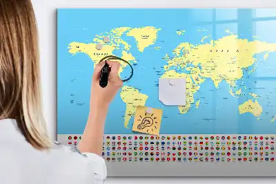 Schreib-Magnettafel in Form einer klassischen Weltkarte