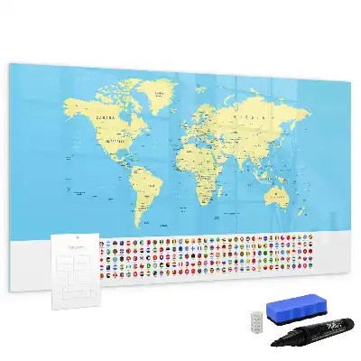 Schreib-Magnettafel in Form einer klassischen Weltkarte