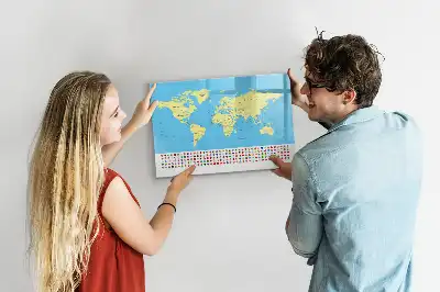 Schreib-Magnettafel in Form einer klassischen Weltkarte
