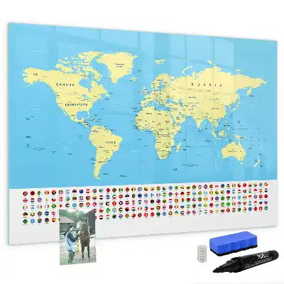 Schreib-Magnettafel in Form einer klassischen Weltkarte