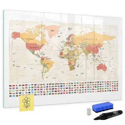 Magnetische Weltkarte als beschreibbare Magnettafel