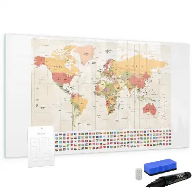 Magnetische Weltkarte als beschreibbare Magnettafel
