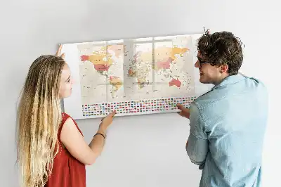 Magnetische Weltkarte als beschreibbare Magnettafel