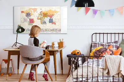 Magnetische Weltkarte als beschreibbare Magnettafel