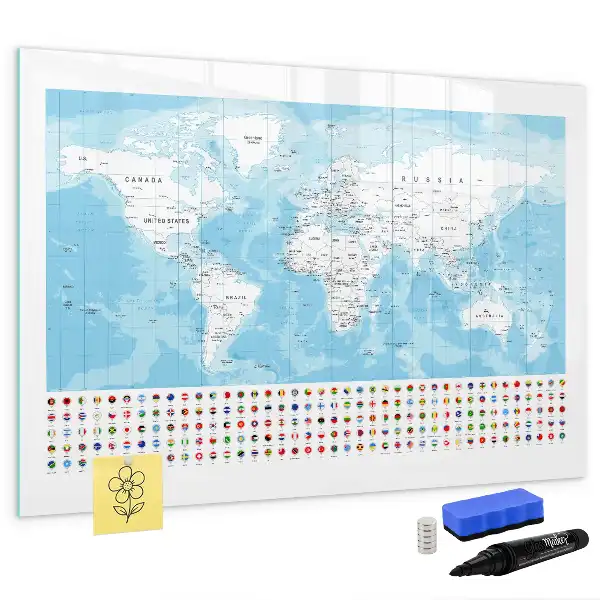 Beschreibbare Magnettafel mit Kontinentkarten