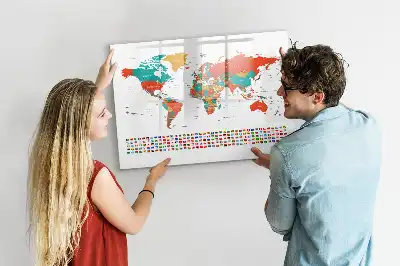 Schreib-Magnettafel mit Motiv einer bunten Weltkarte