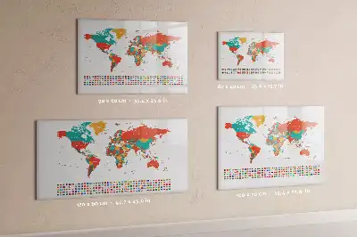 Schreib-Magnettafel mit Motiv einer bunten Weltkarte