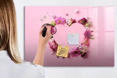 Schreib-Magnettafel mit Motiv Herz aus Blumen