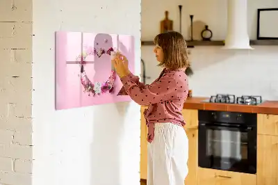 Schreib-Magnettafel mit Motiv Herz aus Blumen