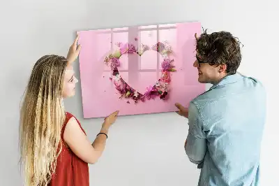 Schreib-Magnettafel mit Motiv Herz aus Blumen