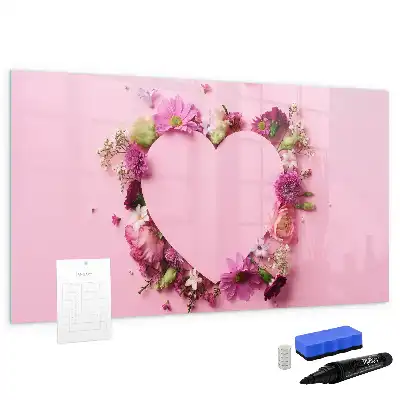 Schreib-Magnettafel mit Motiv Herz aus Blumen