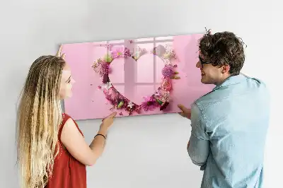 Schreib-Magnettafel mit Motiv Herz aus Blumen