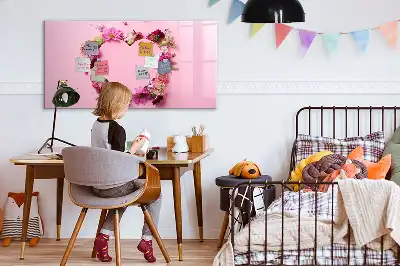 Schreib-Magnettafel mit Motiv Herz aus Blumen