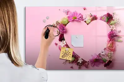 Schreib-Magnettafel mit Motiv Herz aus Blumen