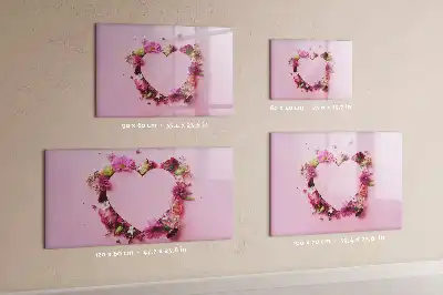 Schreib-Magnettafel mit Motiv Herz aus Blumen