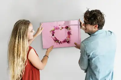 Schreib-Magnettafel mit Motiv Herz aus Blumen