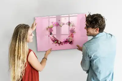 Schreib-Magnettafel mit Motiv Herz aus Blumen