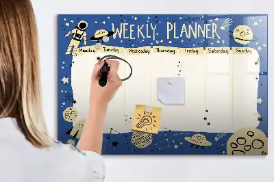 Schreib-Magnettafel kosmischer Wochenplaner