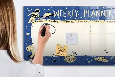Schreib-Magnettafel kosmischer Wochenplaner