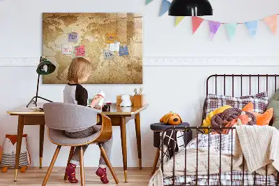 Beschreibbare Magnettafel mit Vintage Weltkartenmotiv