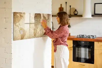 Beschreibbare Magnettafel mit Vintage Weltkartenmotiv