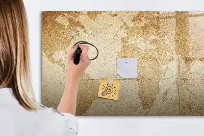 Beschreibbare Magnettafel mit Vintage Weltkartenmotiv