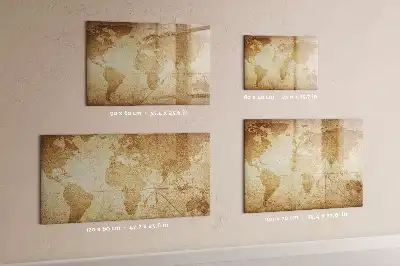 Beschreibbare Magnettafel mit Vintage Weltkartenmotiv