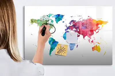 Beschreibbare Magnettafel Aquarell-Weltkarte
