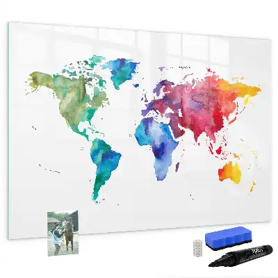 Beschreibbare Magnettafel Aquarell-Weltkarte
