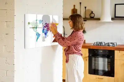 Beschreibbare Magnettafel Aquarell-Weltkarte