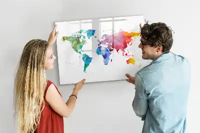 Beschreibbare Magnettafel Aquarell-Weltkarte