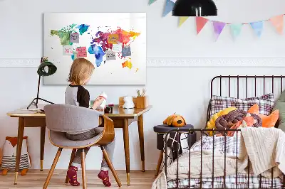 Beschreibbare Magnettafel Aquarell-Weltkarte