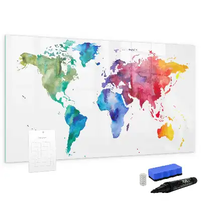 Beschreibbare Magnettafel Aquarell-Weltkarte