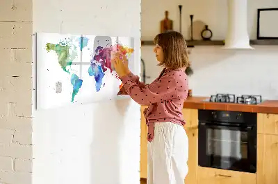 Beschreibbare Magnettafel Aquarell-Weltkarte