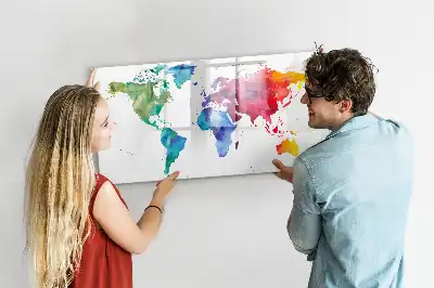 Beschreibbare Magnettafel Aquarell-Weltkarte