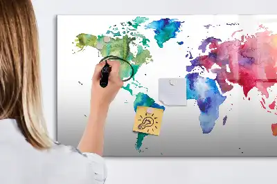 Beschreibbare Magnettafel Aquarell-Weltkarte