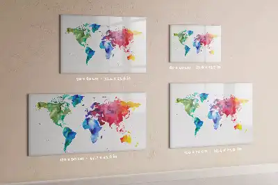 Beschreibbare Magnettafel Aquarell-Weltkarte