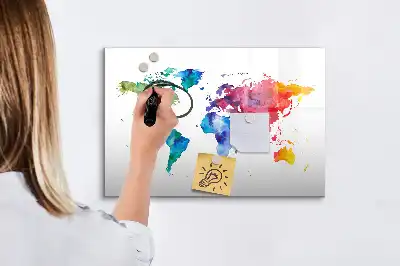 Beschreibbare Magnettafel Aquarell-Weltkarte