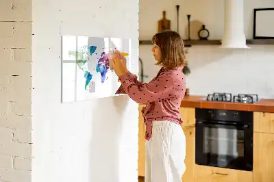 Beschreibbare Magnettafel Aquarell-Weltkarte