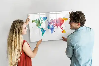 Beschreibbare Magnettafel Aquarell-Weltkarte