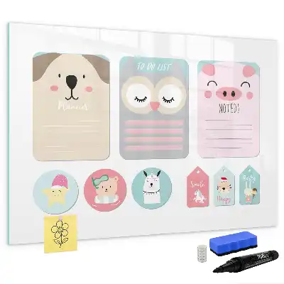 Schreib-Magnettafel mit Motiv fröhliche Tiere