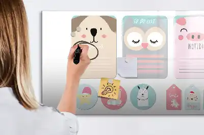 Schreib-Magnettafel mit Motiv fröhliche Tiere