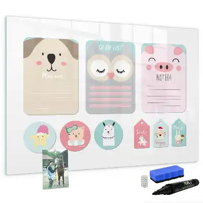 Schreib-Magnettafel mit Motiv fröhliche Tiere
