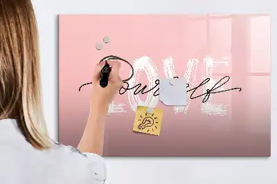 Beschreibbare Magnettafel mit dem Text Liebe dich selbst