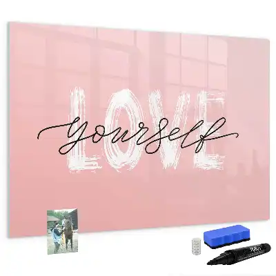 Beschreibbare Magnettafel mit dem Text Liebe dich selbst