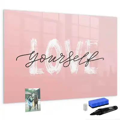 Beschreibbare Magnettafel mit dem Text Liebe dich selbst