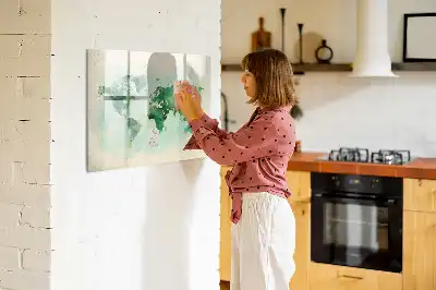 Beschreibbare Magnettafel mit Aquarell-Weltkarte