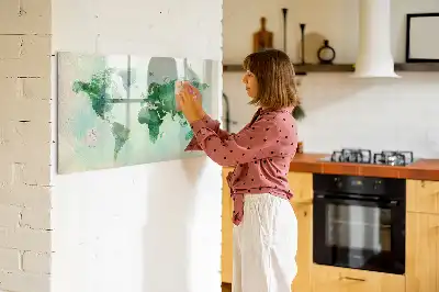 Beschreibbare Magnettafel mit Aquarell-Weltkarte